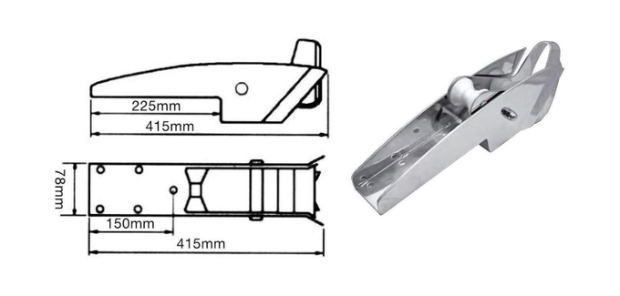 Роульс для якоря с качающимся роликом, нержавеющий, Marine Rocket
