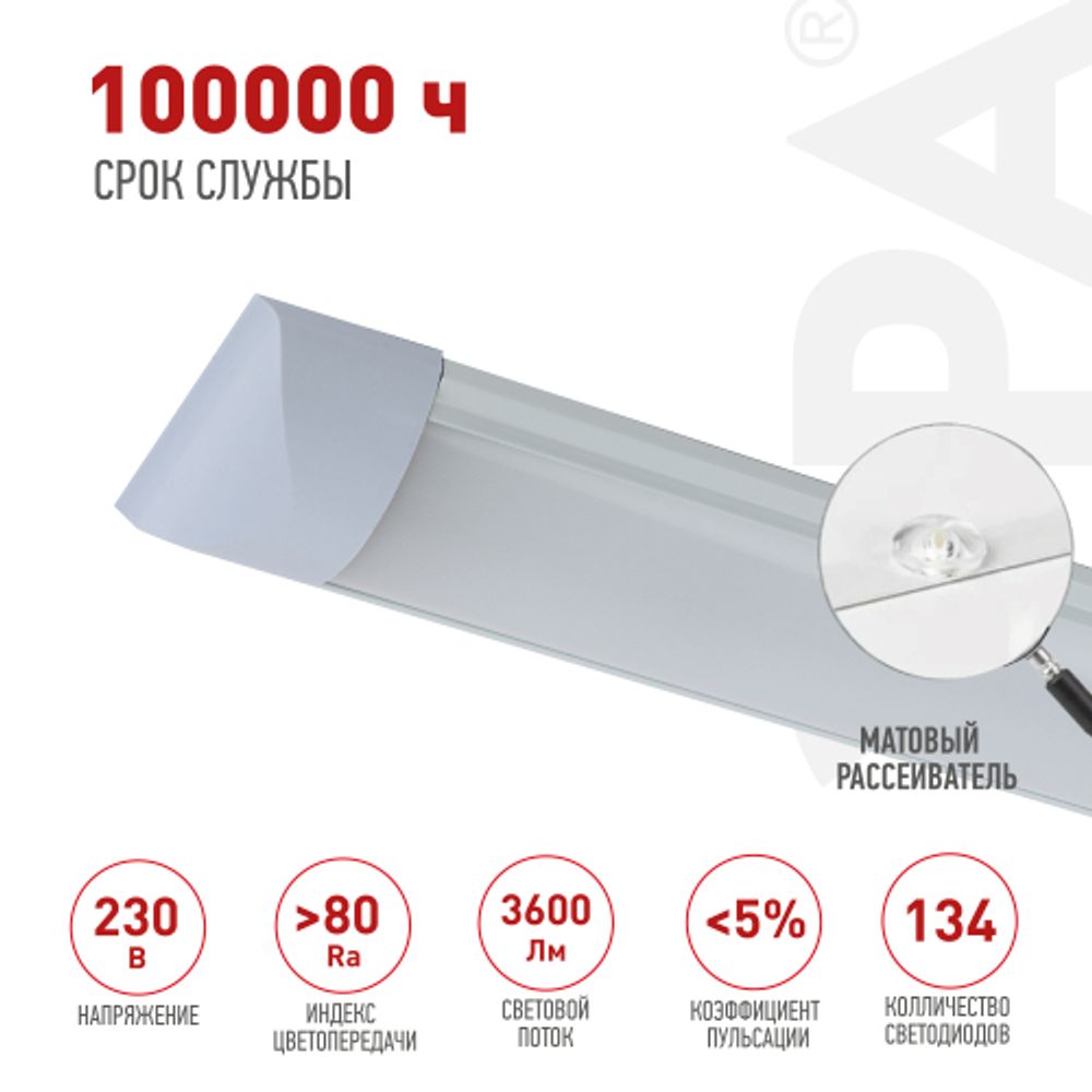 Светильник светодиодный ЭРА SPO-5-40-6K-M (F) 36Вт 6500К 1200 матовый | Линейные светодиодные светильники IP20