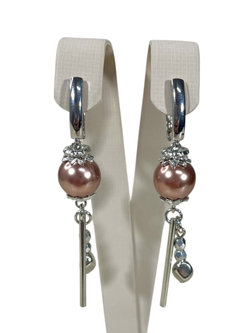 Серьги подвески с жемчугом и палочкой