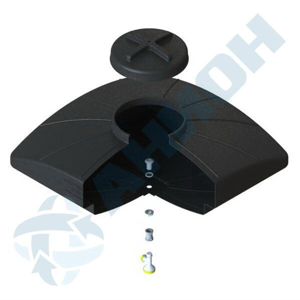 Бак для душа с лейкой Анион 250 л. горизонтальный (1000x1000x480см;черный) - арт.559462