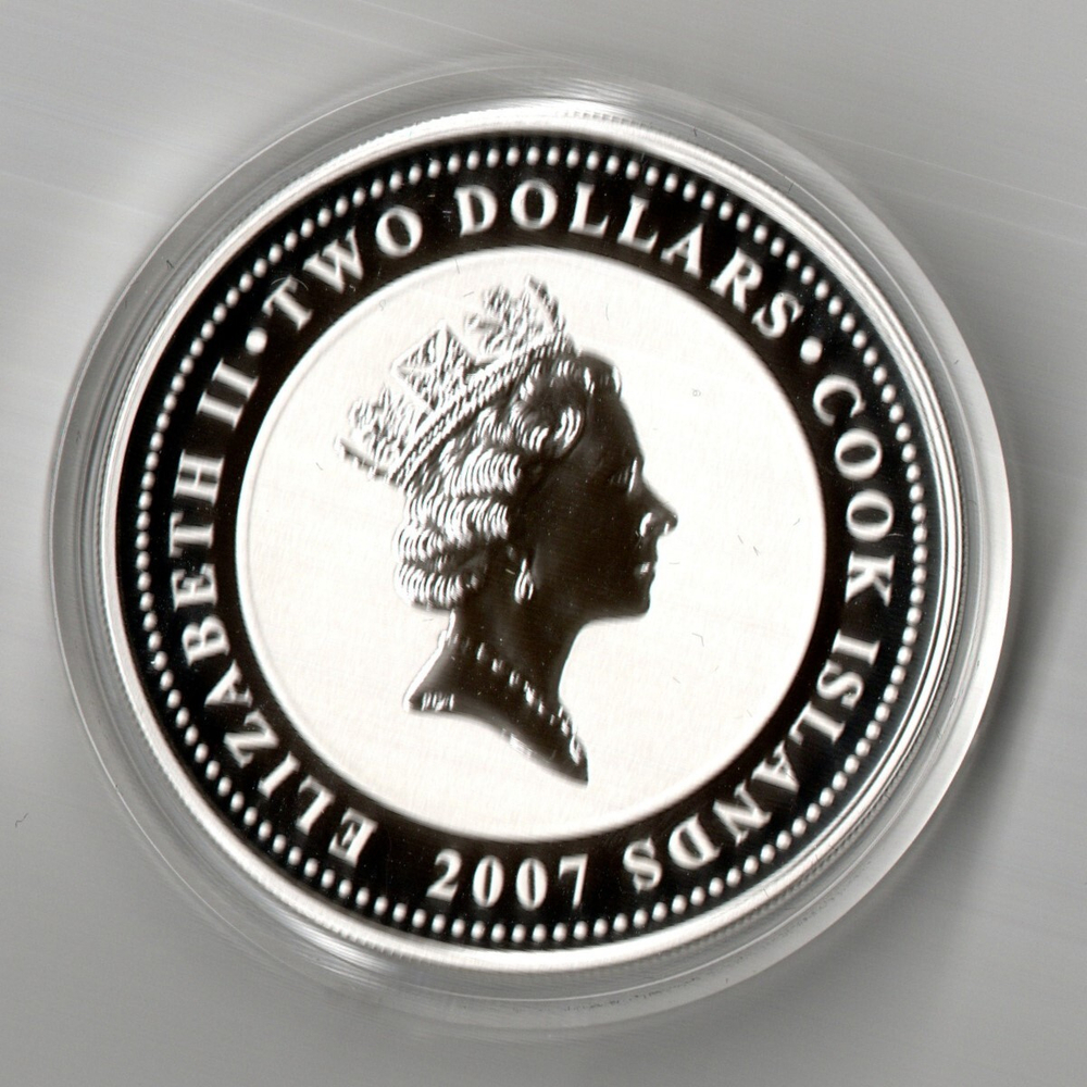 Набор 2 доллара 2007 Автомат Калашникова АК-47 PROOF Острова Кука 2 монеты Серебро 999 проба