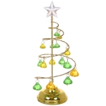Сувенир с подсветкой «Елочка Хрустальная» 26 см, диаметр 10 см, основ.-золото, свечение-тепл.бел, хрусталик Зел./Желтый (работает от батареек 3 ААА)