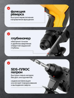 Перфоратор сетевой 1400W, 3,2 мощность удара, 5500 уд/мин