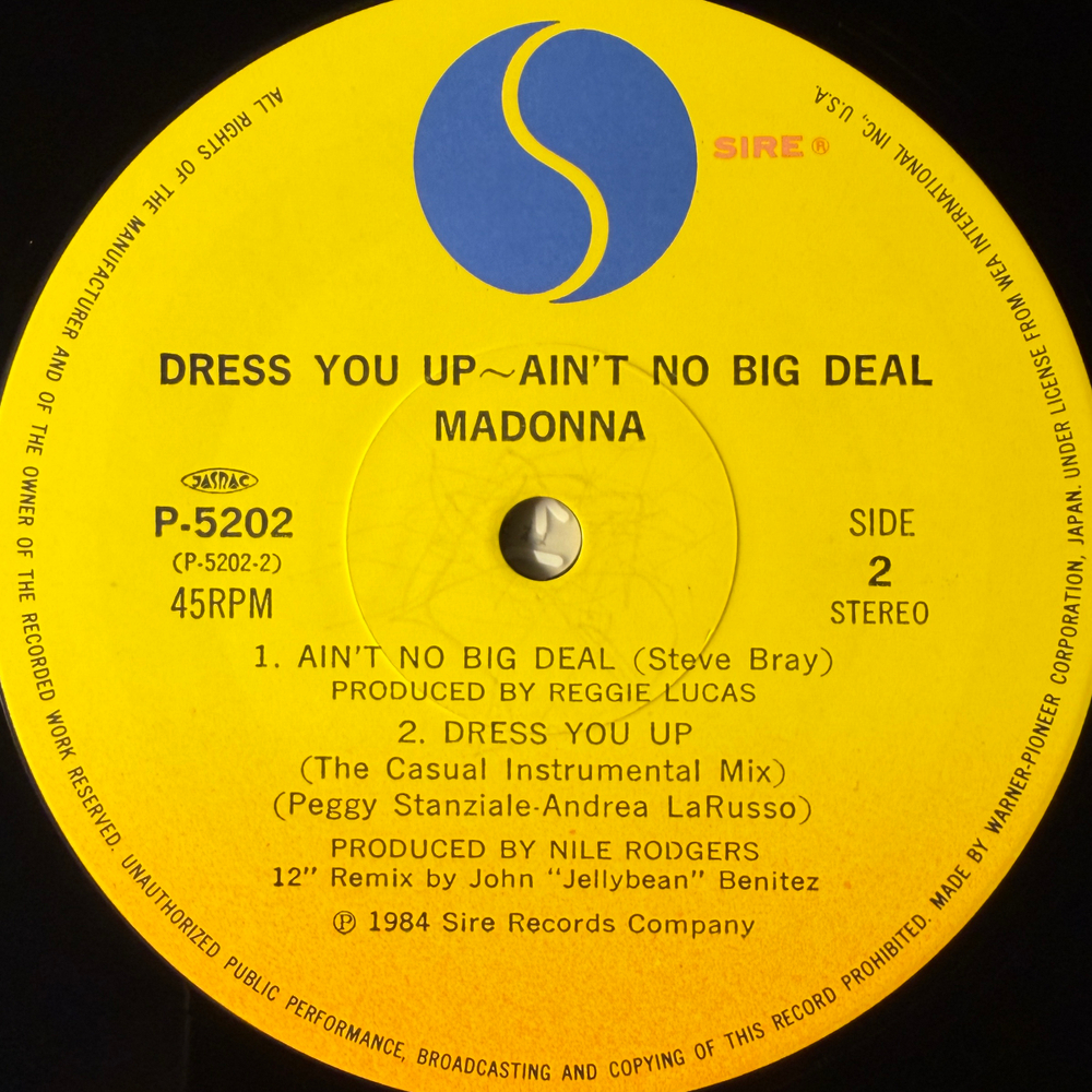 Madonna ‎– Dress You Up ~ Ain't No Big Deal (Япония 1985г.) 12", 45 RPM Т