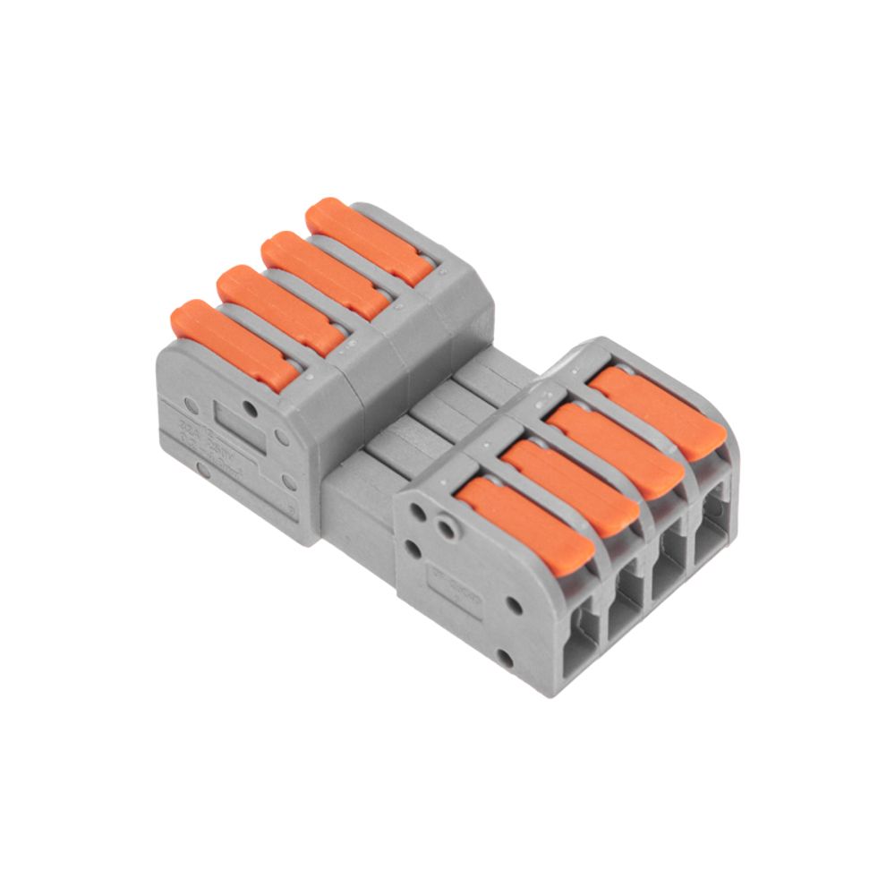 Клемма СМК 222-424R проходная разъемная 4 полюса серая 0,2-2,5/4мм² (блистер 5 шт/уп) REXANT