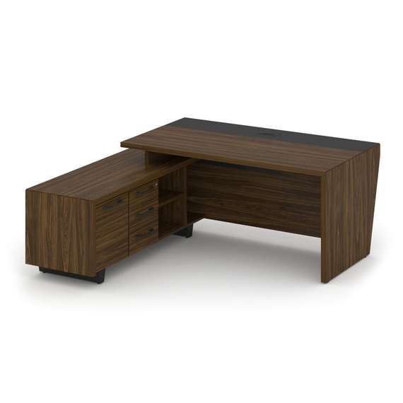 Corner Стол руководителя с тумбой COR.SRT-18 (L) Орех Лоренцо/Графит/Металл Графит 1800*1800*750
