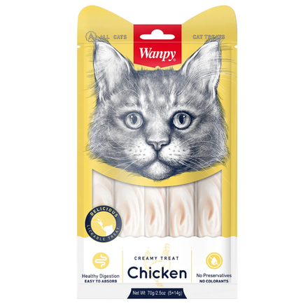 Лакомство для кошек Wanpy Cat «нежное пюре» из курицы 70г