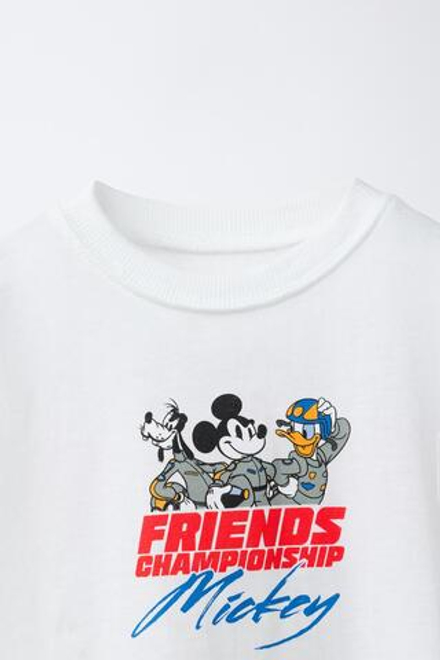 ZARA ФУТБОЛКА С ПРИНТОМ MICKEY MOUSE AND FRIENDS © DISNEY, БЕЛЫЙ