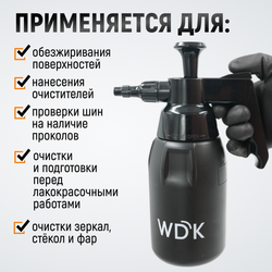 WDK-918 Распылитель насосного действия для обезжиривателей, 1 л, черный