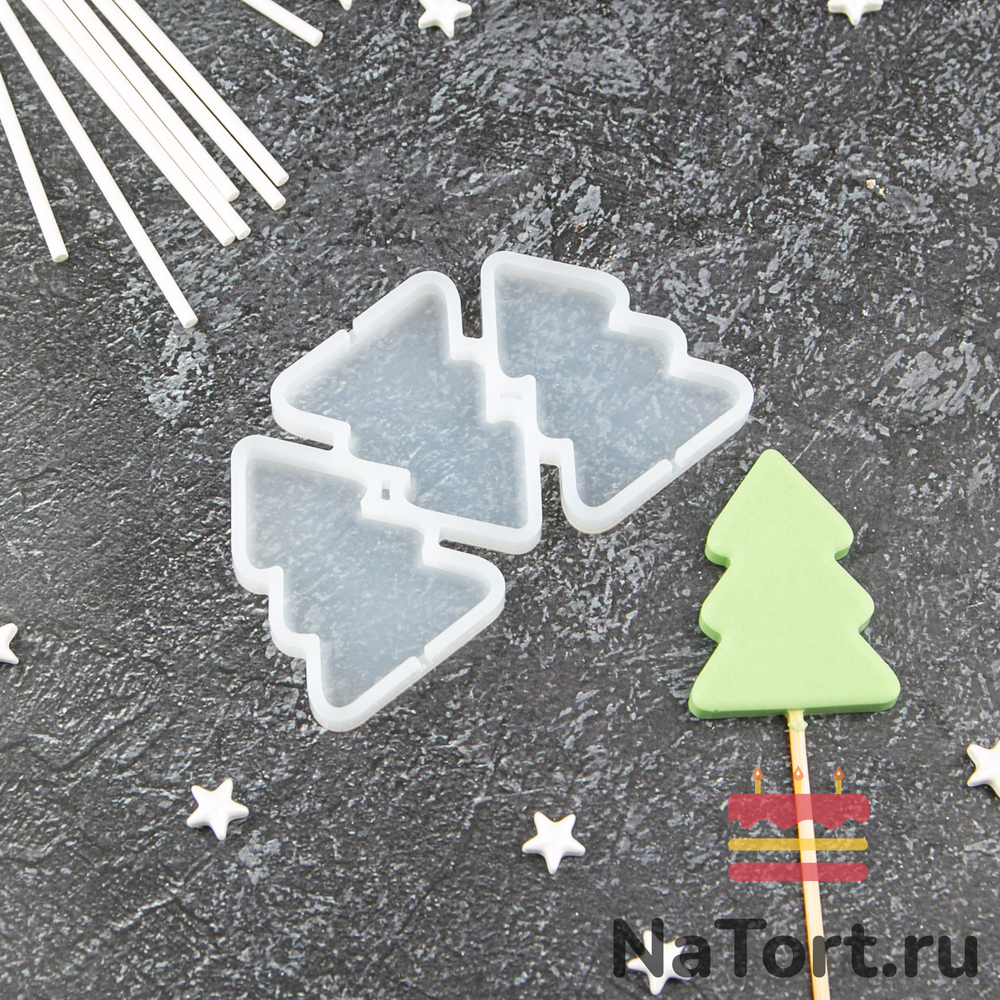Силиконовая форма для леденцов «Елочки 3 в 1»