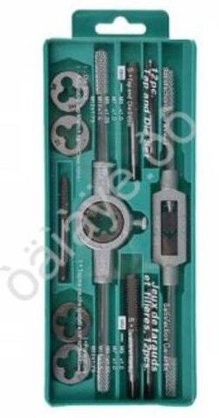 Набор метчиков и плашек 12пр. с держателями в кейс 657902