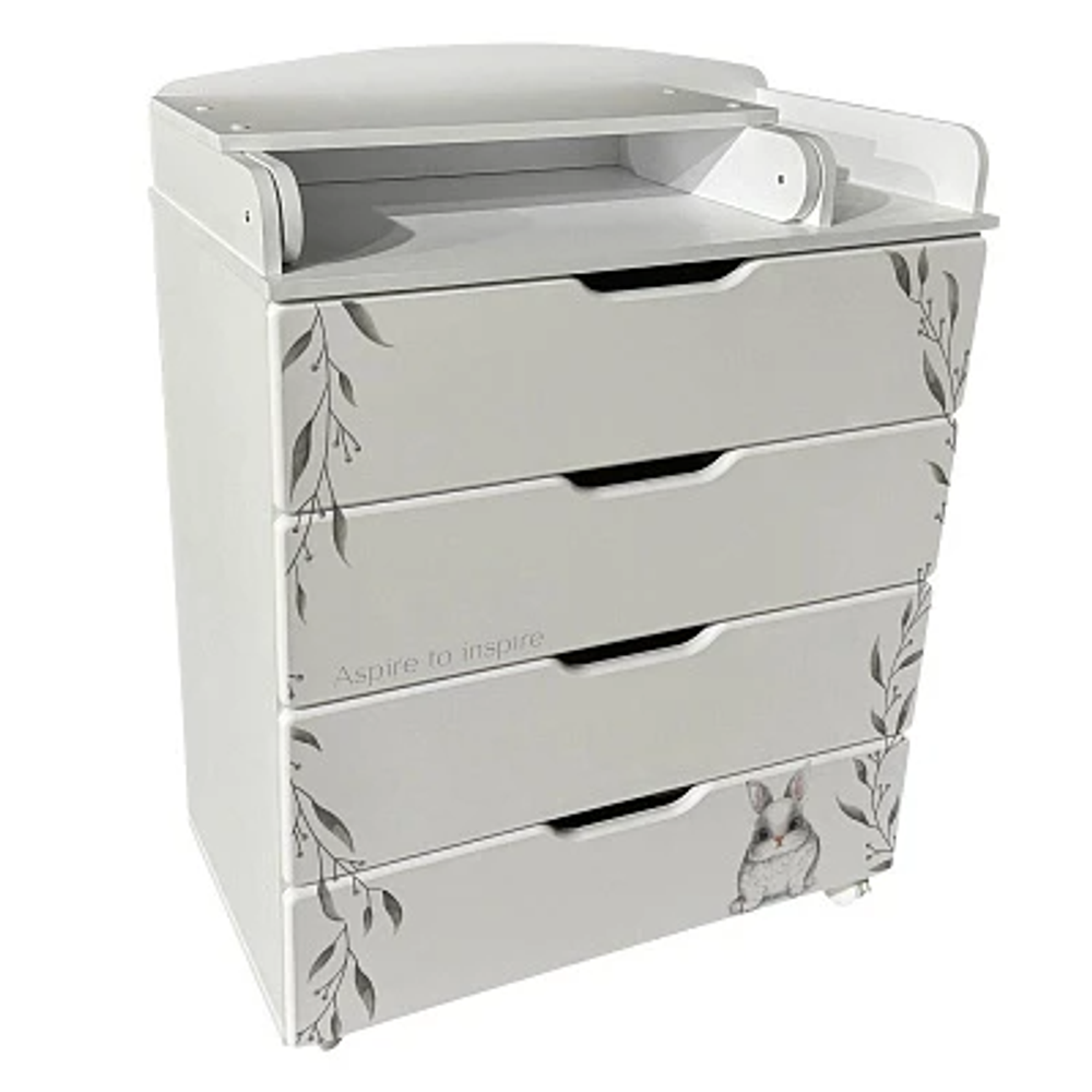 Комод детский с пеленальной доской Indigo Baby Line 800/4 ЛДСП, МДФ зайка