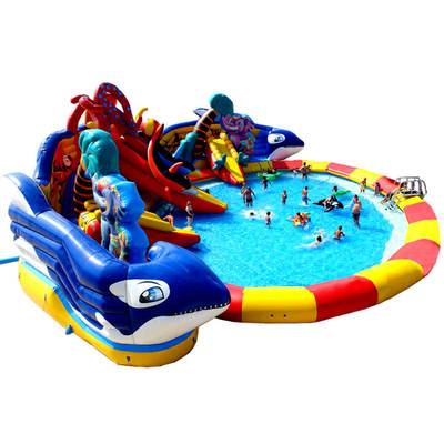 Надувной наземный аквапарк «Логово осьминогов», 21*20*8,7 м