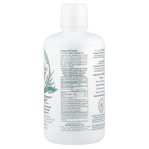 Herbal Answers, Herbal Aloe Force®, Raw Purified™, 946 мл (32 жидк. унции)