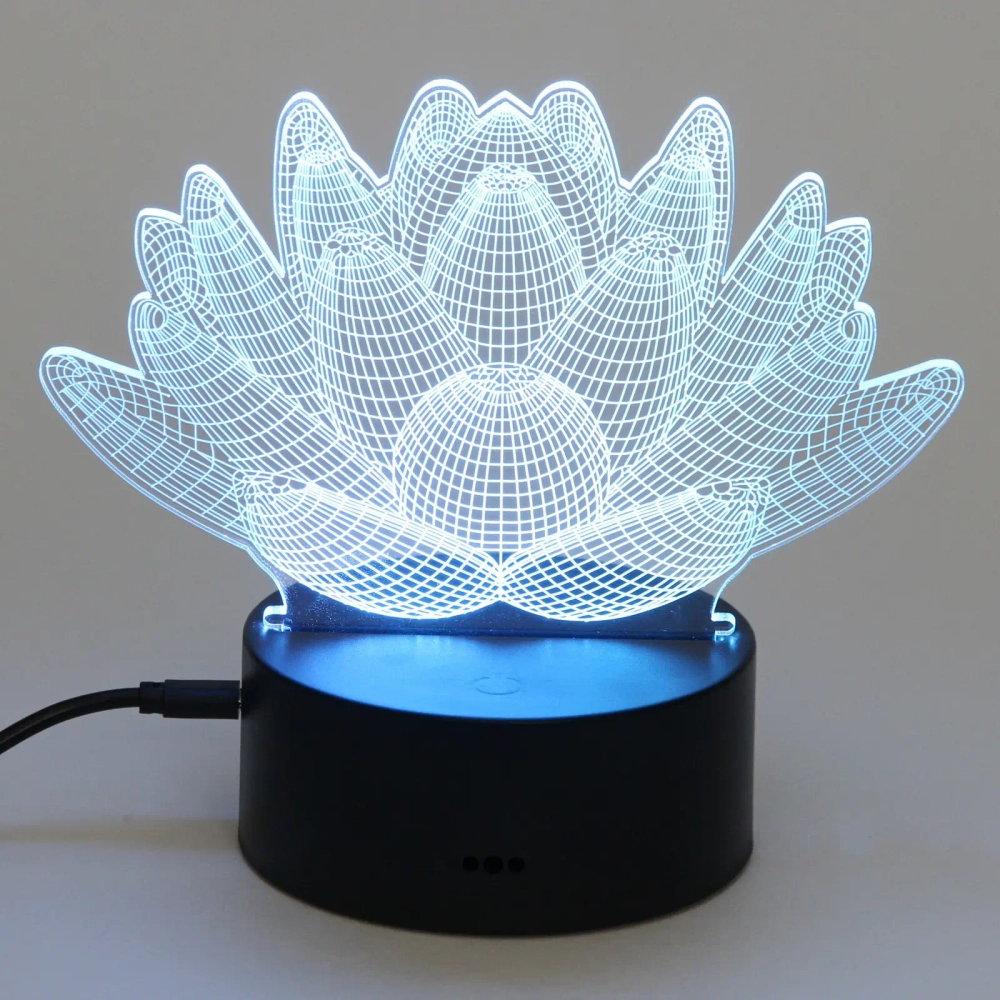 Светильник ночник «3D-Лотос» на пластиковой подставке, с включателем USB