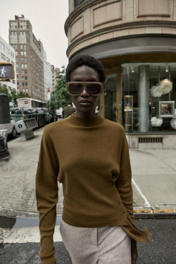 ZARA АСИММЕТРИЧНЫЙ ТРИКОТАЖНЫЙ СВИТЕР, ХАКИ