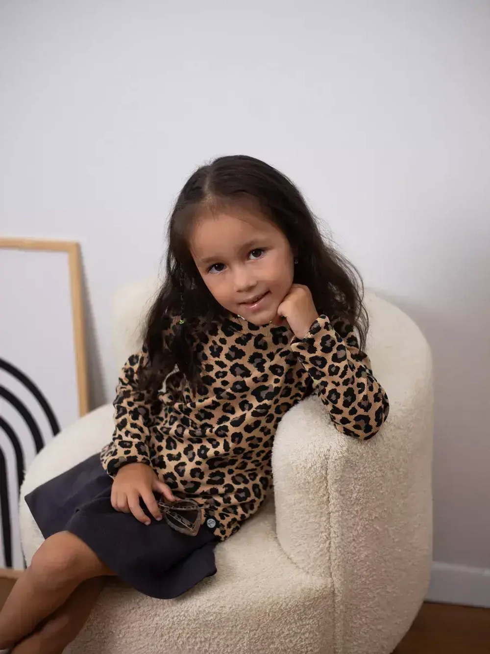 Лонгслив леопардовый в рубчик кофта для девочки