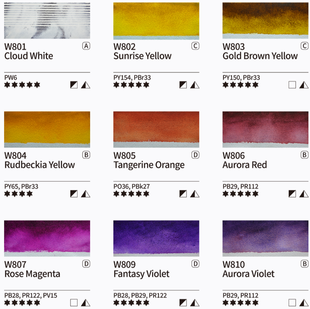 Mijello Granulation Watercolor 15 ml 34 цвета