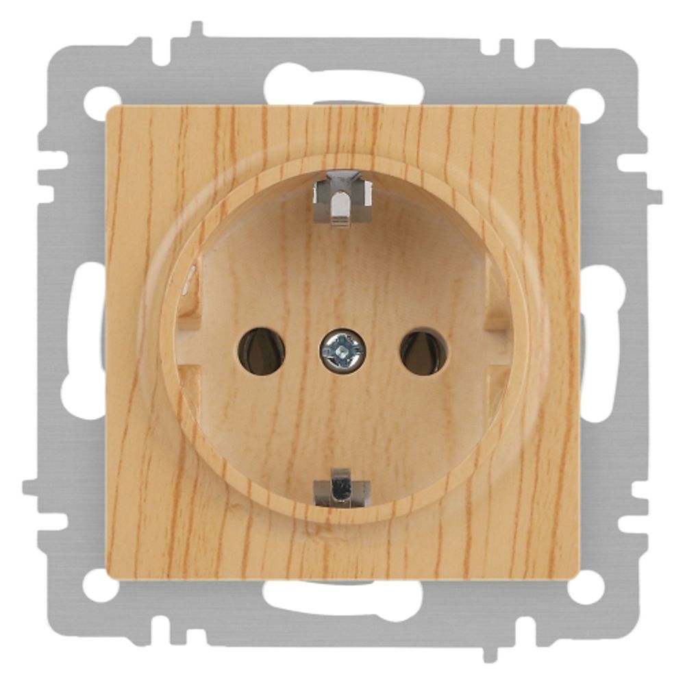 Розетка Intro Accent 6-202-11 2P+E Schuko 16А-250В IP20 СУ AL/CU cосна | Intro