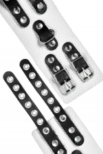 Бело-черные наручники с двумя ремешками и люверсами (Цвет: белый с черным)