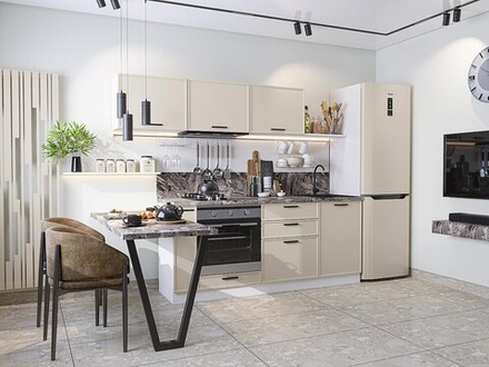 Прямая модульная кухня Фрейм-01 Cream Silk - Белый 1782*2300*600