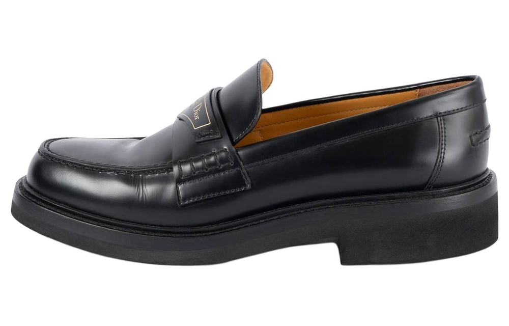 DIOR Boy Leather Logo Loafers Women"s Black