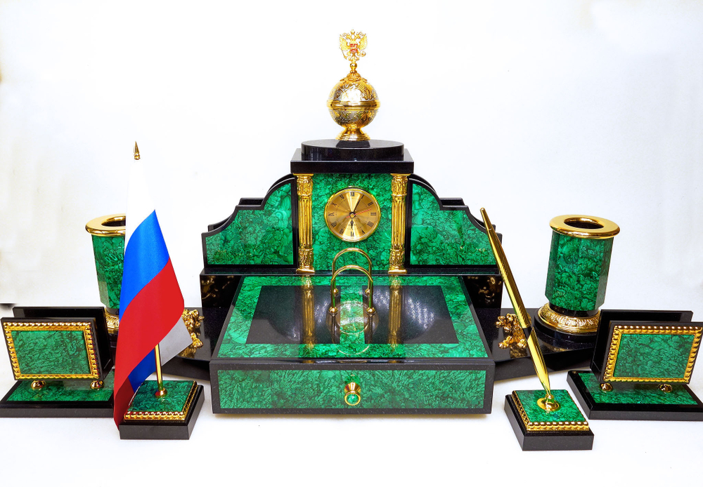 Письменный набор из малахита "Держава"