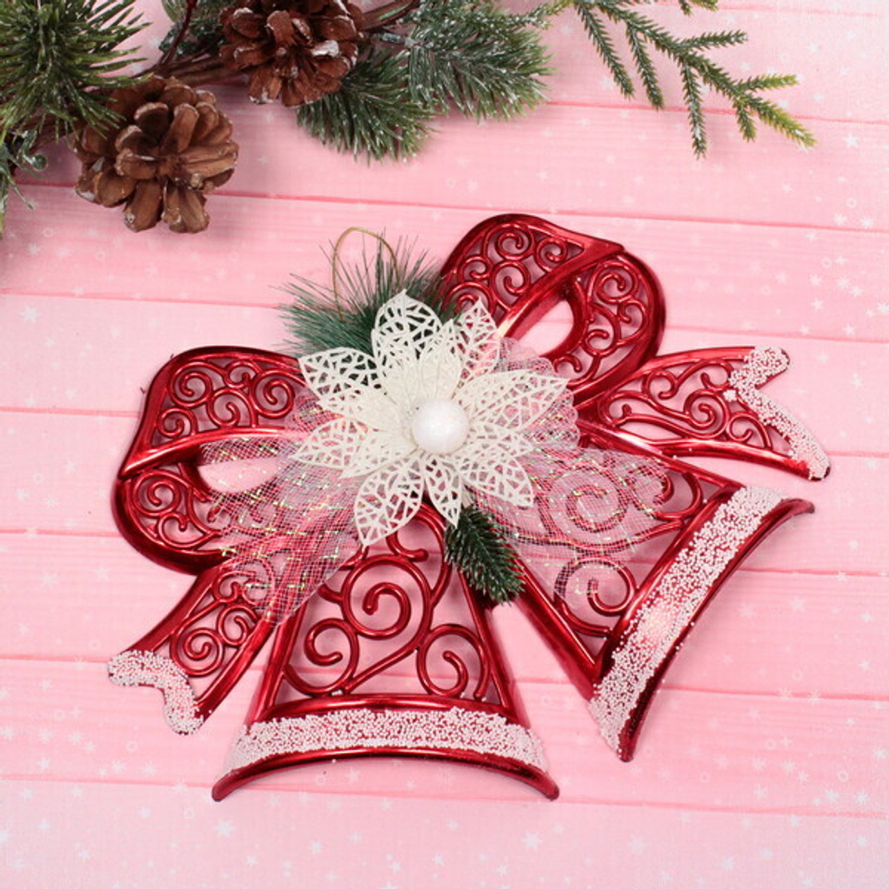 Украшение новогоднее «Сказочный узор» 27*20 см, Красный/белый