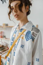 Рубашка Soeurs с птицами 2 белая