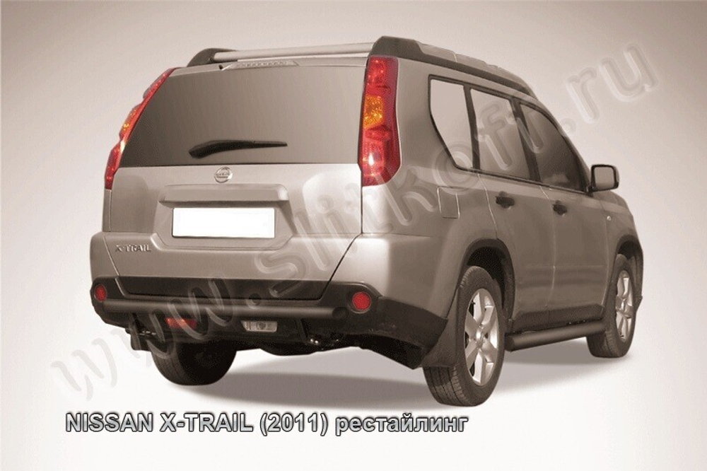 Защита заднего бампера (нержавейка) Nissan X-Trail (2011-2015) d57 (черный)