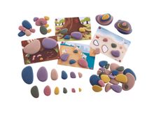 Радужные камешки &quot;Художественные цвета&quot; 6 форм, 2 размера, 6 цветов, 72 шт. Набор с карточками.