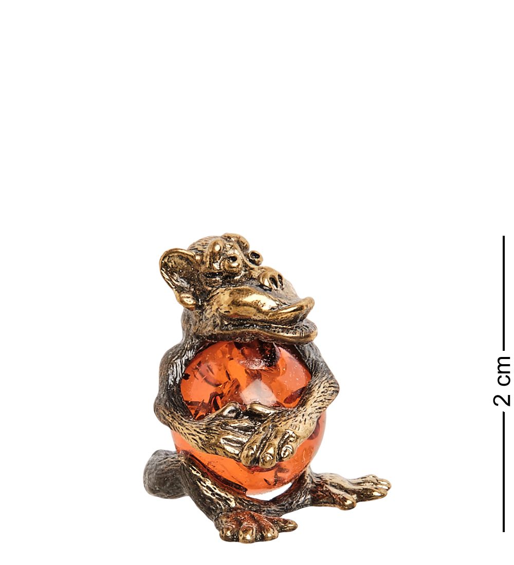 Народные промыслы AM- 483 Фигурка «Обезьяна» (латунь, янтарь)