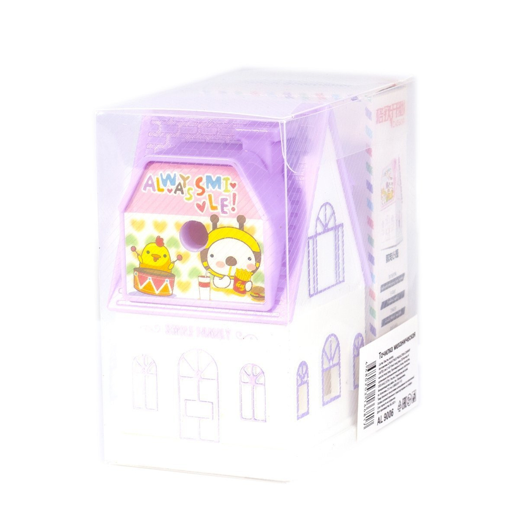 Точилка механическая Alingar, "Замок", 1 отверстие, пластиковый корпус, цвет ассорти, инд. упаковка, 60*110*95 мм