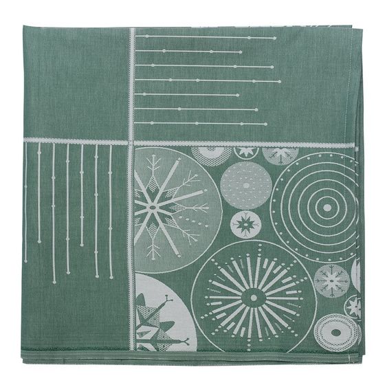 Скатерть из хлопка зеленого цвета с рисунком &quot;Ледяные узоры&quot;, New Year Essential, 180х180см