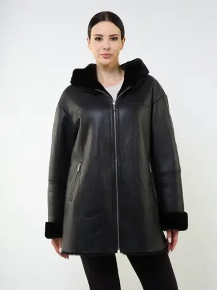 Дубленка зимняя натуральная с капюшоном