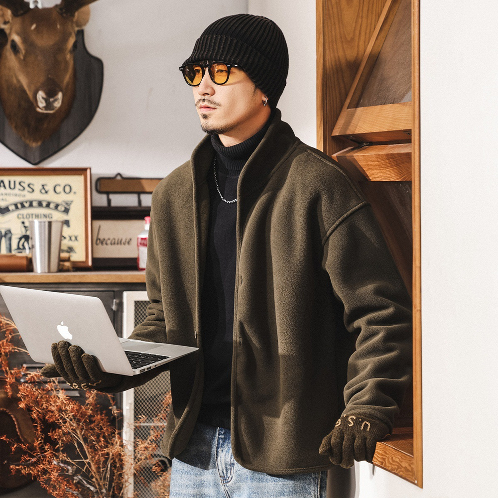 Уличная флисовая куртка для мужчин, зимняя утолщенная внутренняя повседневная куртка из полярного флиса для мужчин