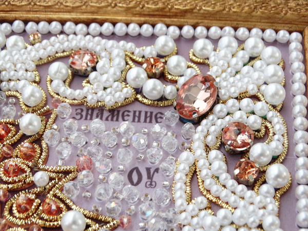 ЖС-12-ЗР Набор для вышивания хрустальными камнями Богородица Знамение (розовый)