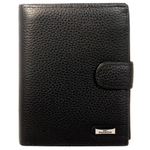 Стильное мужское чёрное портмоне книжка 14х10 см с отделением для авто документов из натуральной кожи Dublecity 120-DC27-07A в подарочной коробке