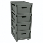 Комод на колесах luxe, 4 ящика, 300х385х690 мм (серый)