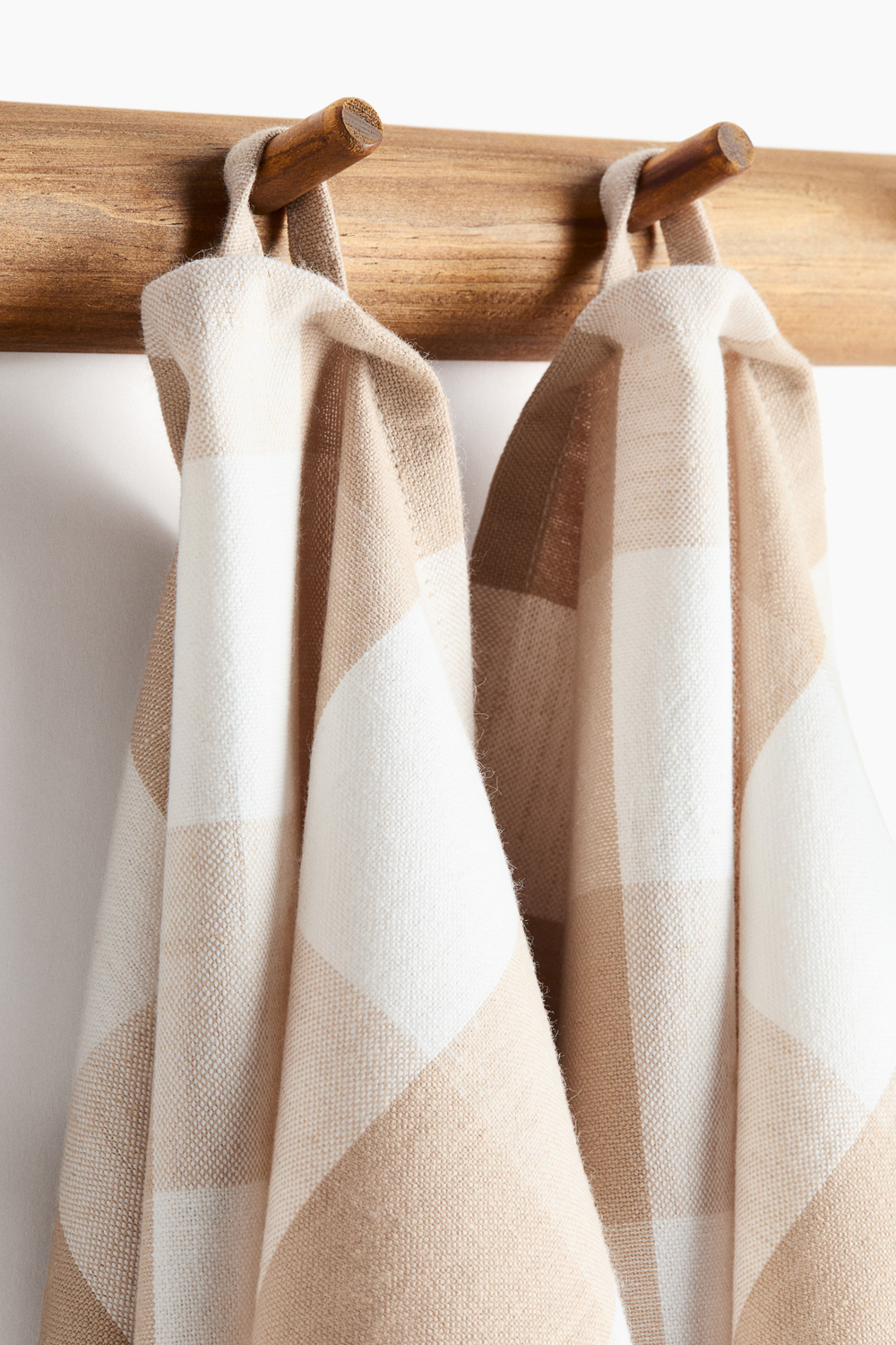 H&M HOME НАБОР КУХОННЫХ ПОЛОТЕНЕЦ В КЛЕТКУ ( 2 ШТ.), БЕЖЕВЫЙ