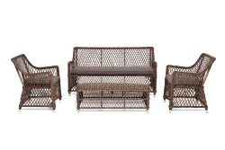"Асти" лаунж-зона из искусственного ротанга на 4 персоны, цвет коричневый