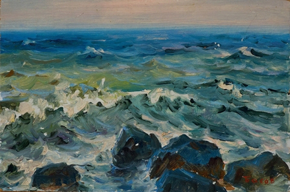 Картина Я. Басова "Шторм" картон/масло 44,4х29,4