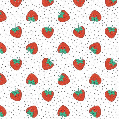 Милый паттерн с клубникой в дудл стиле