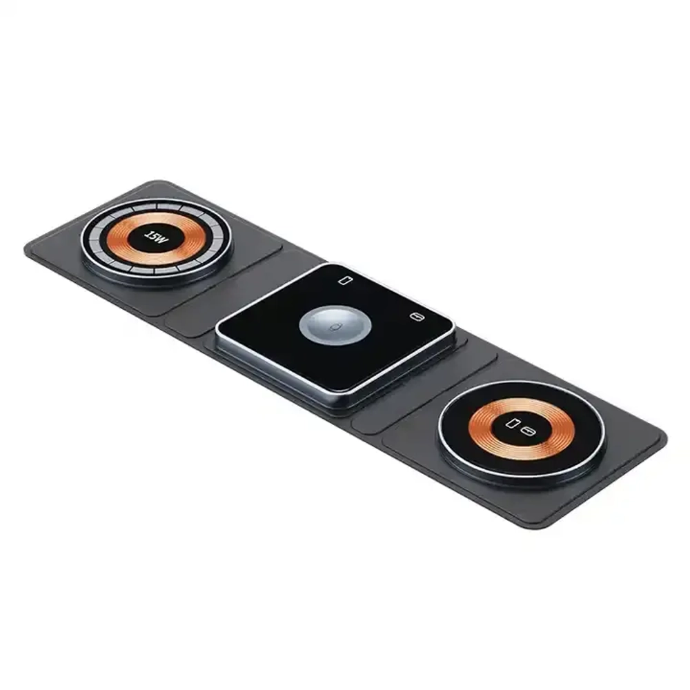 Беспроводное зарядное устройство Mutural X8 Magnetic Foldable 3 в1 15W (черный)
