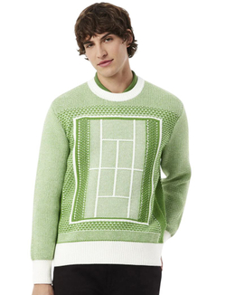 Мужская теннисная кофта Lacoste Court Graphic - green/white