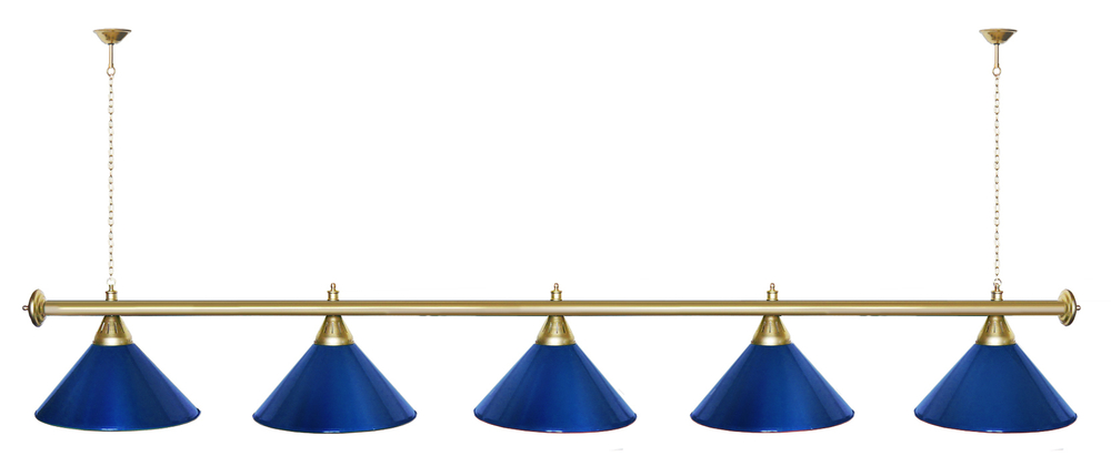 Лампа STARTBILLIARDS 5 пл. (плафоны зеленые,штанга золотая,фурнитура золото)