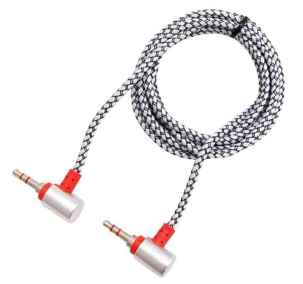 Кабель AUX JD-526 тканевый угловой (серый) 1м