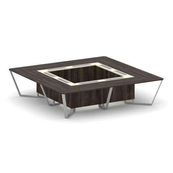 Steel Meet Стол переговорный квадратный KM-PR.B.SP-16K Дуб Мали/Ваниль Глянец/Металл Серый 3200*3200