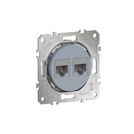 Розетка компьютерная RJ45 cat.5e на 2 порта,  цвет матовый серый,  серия D16,  Donel