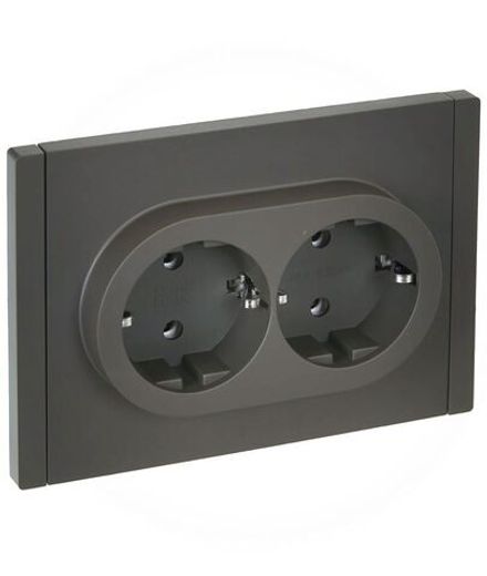 Розетка 2-м СП FORTE&PIANO FP324 16А с заземл. без защ. шторок безвинт. крепл. сер. IEK FP-R21-16-1-K03